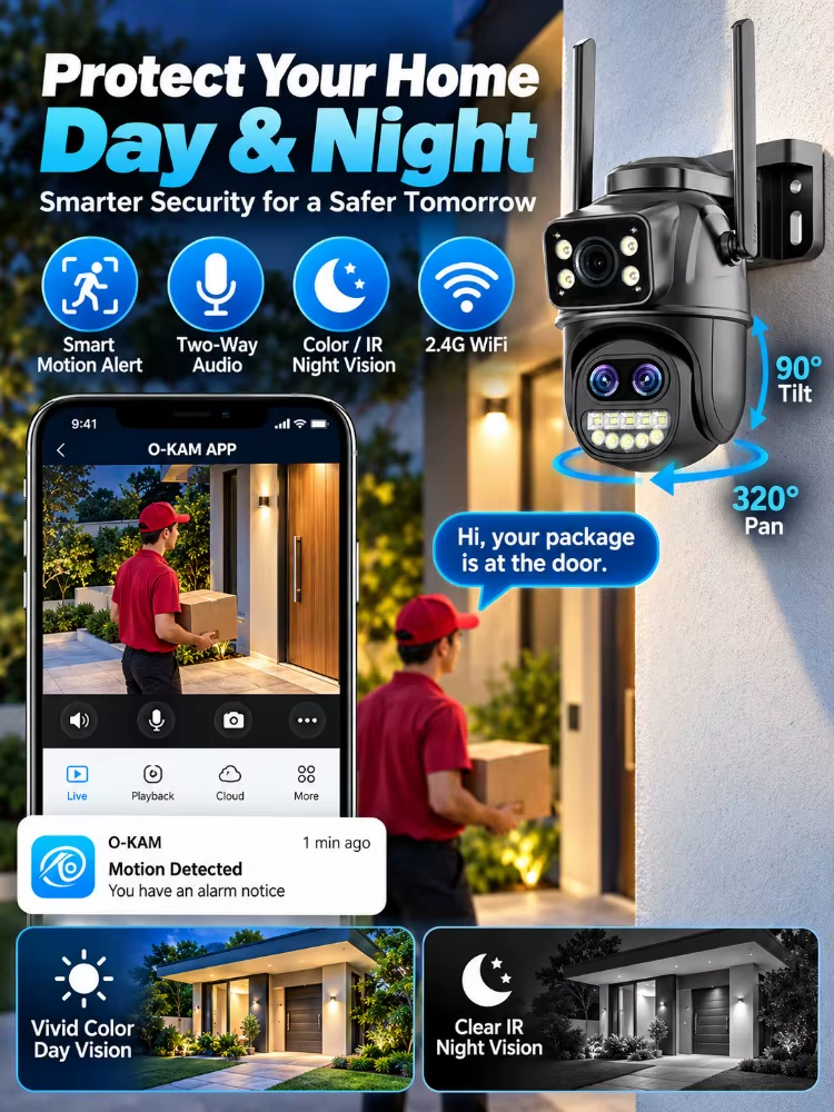 15MP WiFi Camera Outdoor PTZ 10X Zoom Dual Screen Waterproof Night Vision Human Detection Security 10MP Surveillance Camera CCTV