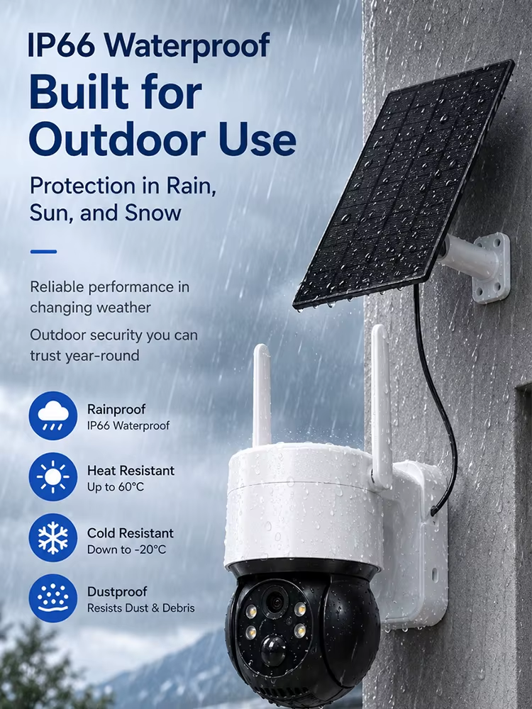 Solar WiFi Security Camera 3MP HD TUYA Smart Outdoor PTZ Camera IP Powered IP66 Waterproof Full Color Night Vision Two Way Audio